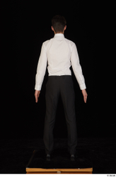 Whole Body Man White Uniform Shoes Shirt Trousers Slim Standing Studio photo references